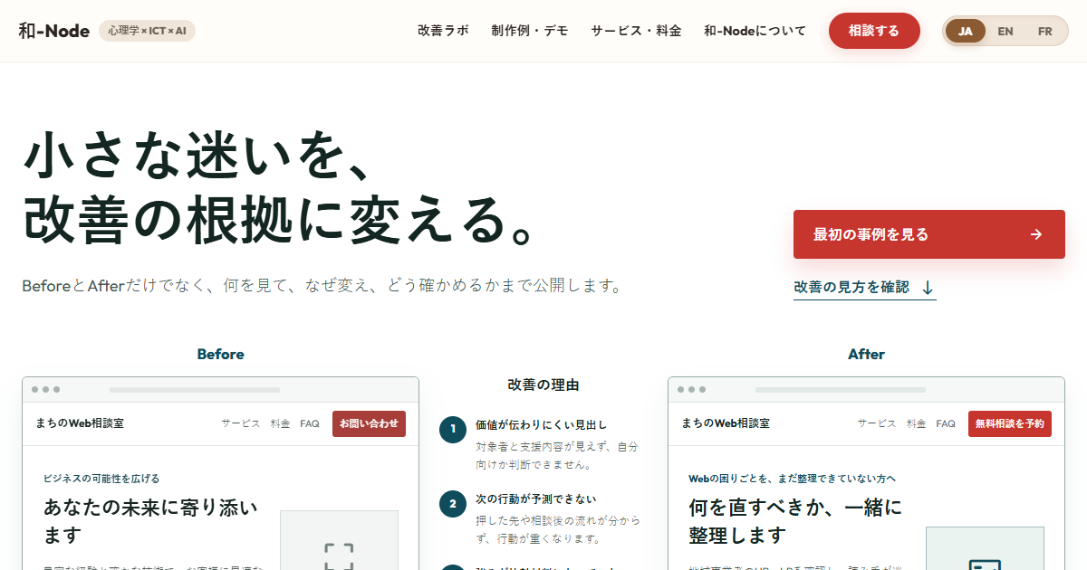 Web改善ラボのBefore・After比較画面